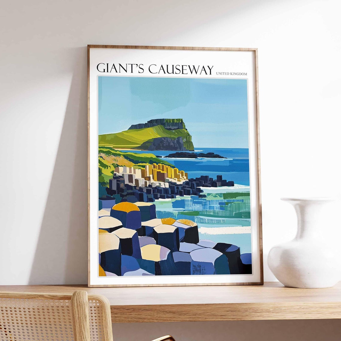 Giants Causeway Poster England Travel Print Giants Causeway Travel Art Giants Causeway Wall Art England Travel Giants Causeway Art