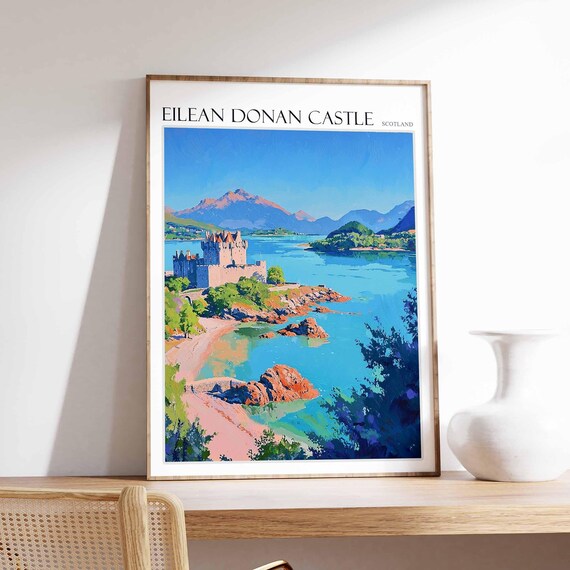 Eilean Donan Castle Poster Eilean Donan Castle Travel Print Scotland Travel Poster Tropical Decor United Kingdom Travel Print