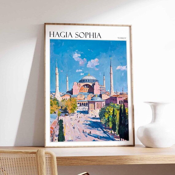 Hagia Sophia Poster Turkey Travel Print Islamic Wall Art Tropical Decor Botanical Print Turkey Gift Hagia Sophia Wall Art