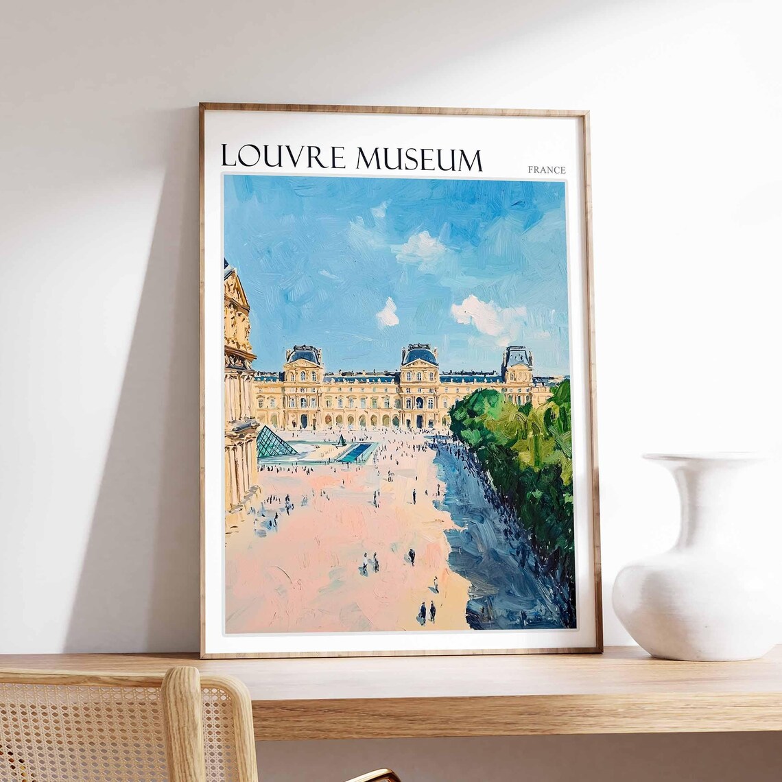 Louvre Museum Pastel Courtyard Impressionist Art France Poster