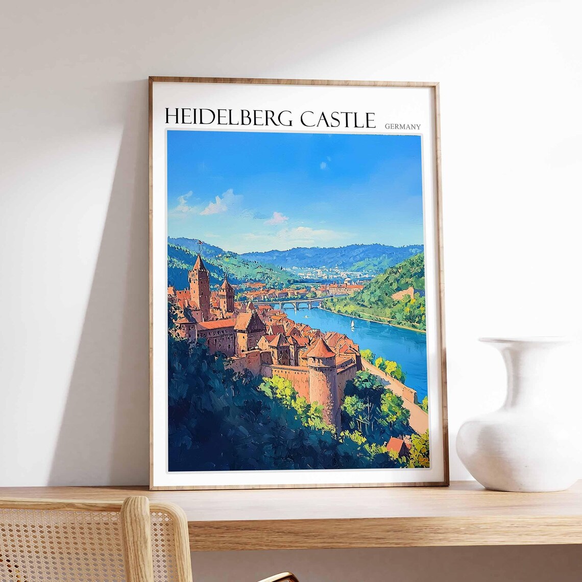 Heidelberg Castle Panoramic Neckar Valley Germany Travel Poster