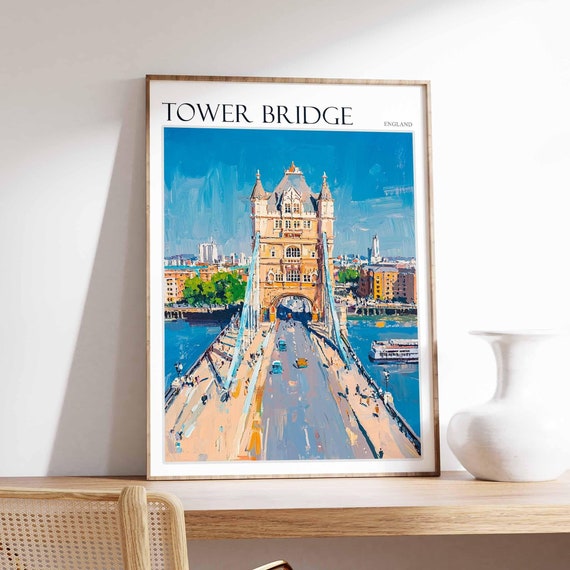Tower Bridge Poster Tower Bridge Travel Print British Decor United Kingdom Travel Poster England Gift England Travel Poster