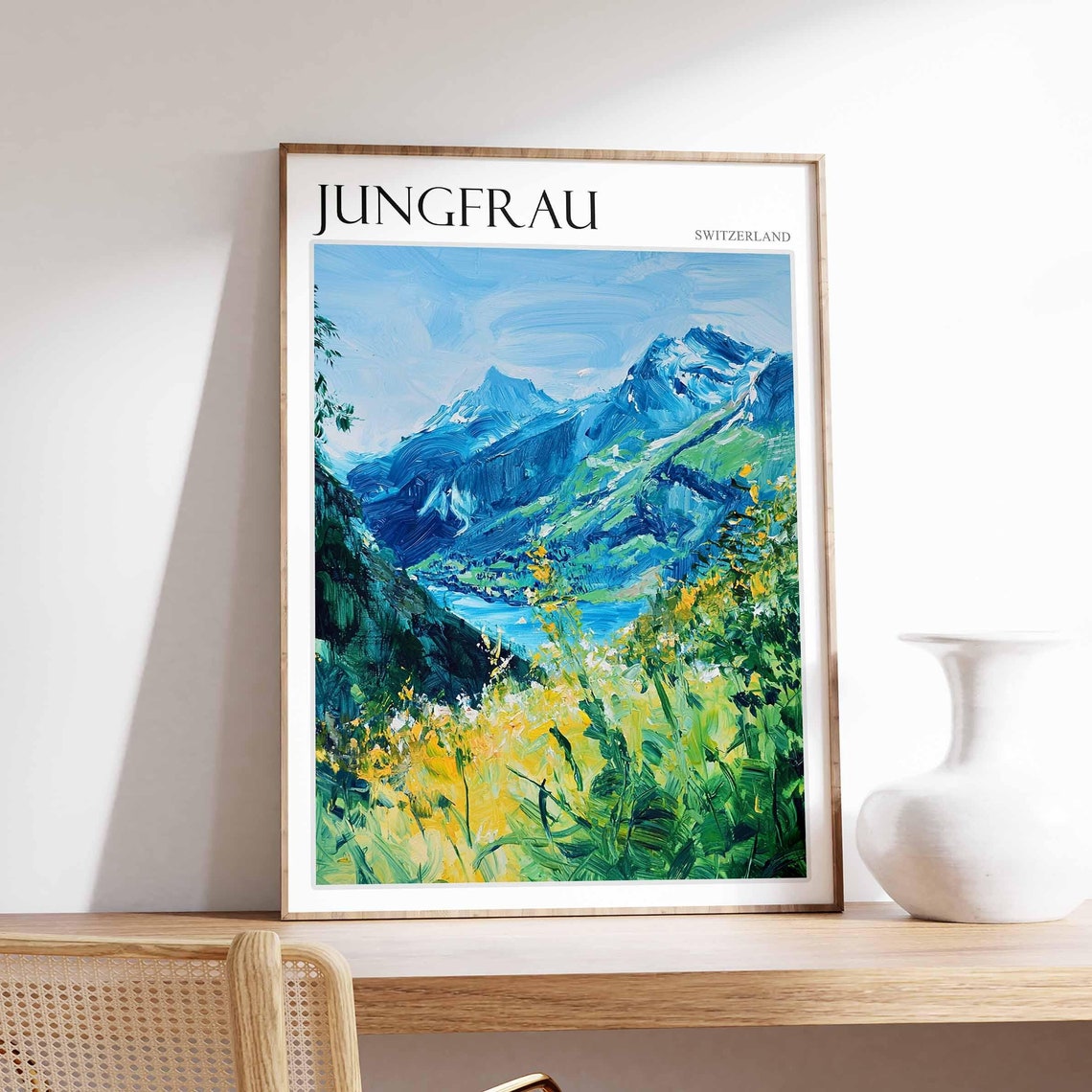 Jungfrau Poster Switzerland Travel Print Swiss Decor Europe Travel Poster European Wall Art Jungfrau Gift Jungfrau Travel Poster