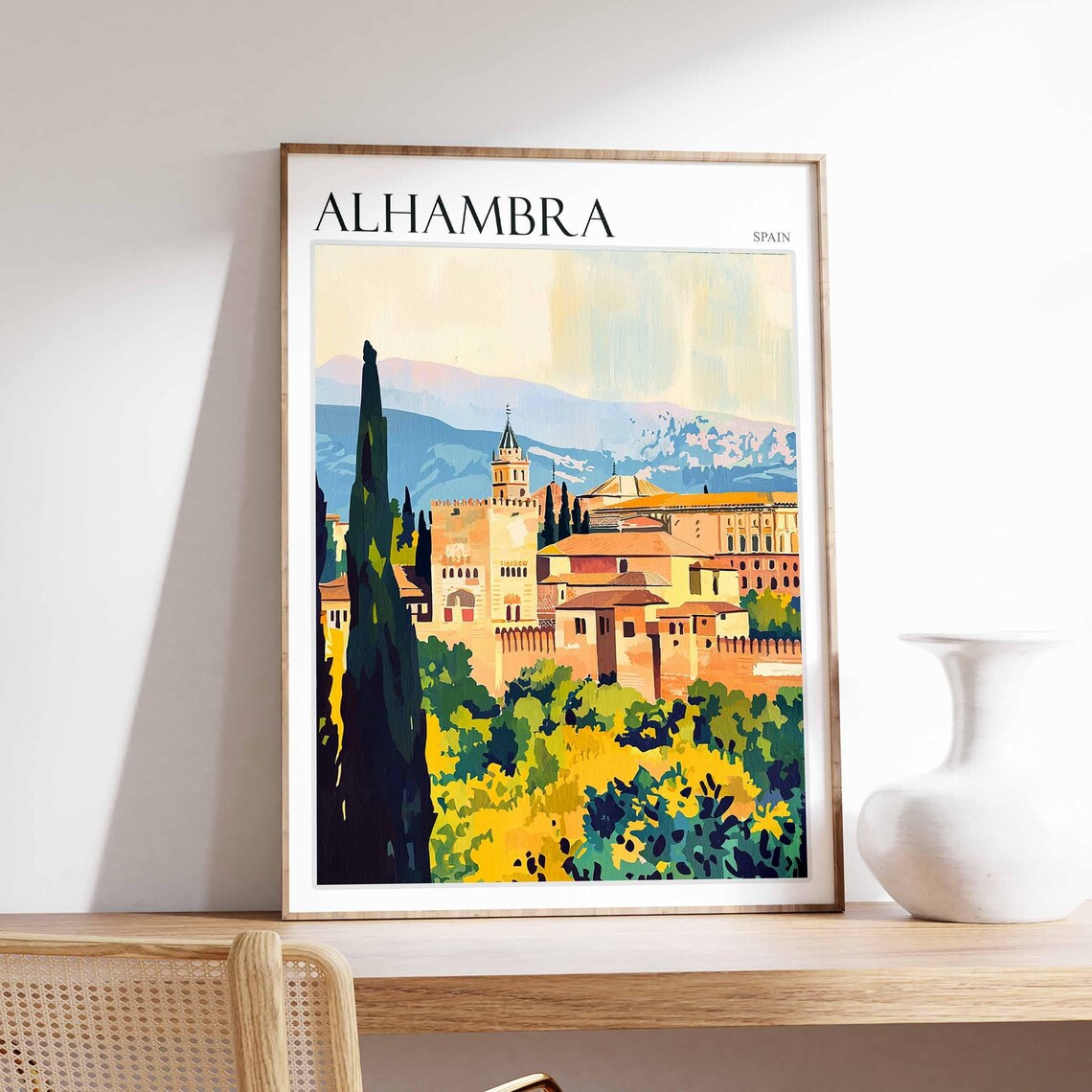 Alhambra Poster Spain Travel Print Spanish Decor Europe Travel Poster European Wall Art Alhambra Gift Alhambra Travel Poster