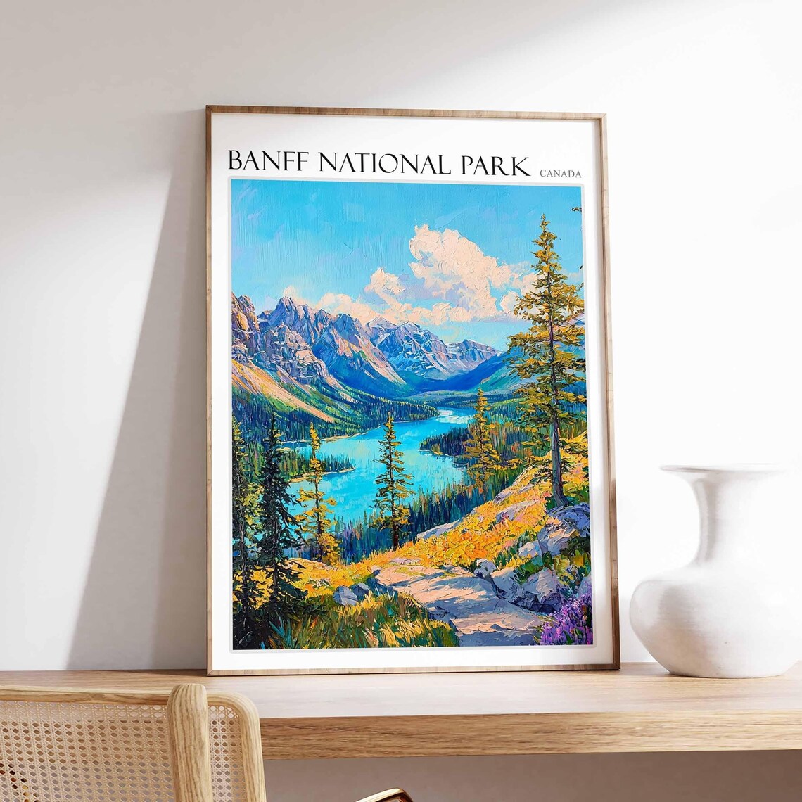 Banff National Park Turquoise Lake Rocky Mountain Pines Poster