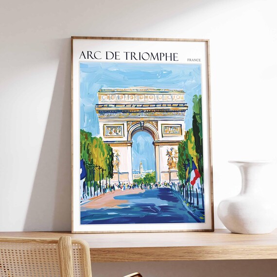 Arc De Triomphe Poster Arc De Triomphe Travel Print French Travel Print Tropical Decor Sea Print Arc De Triomphe Travel Poster