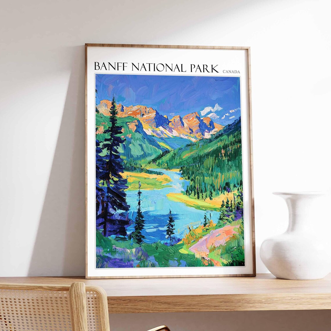 Banff National Park Canada Mountain Lake Valley Scenic Art Poster