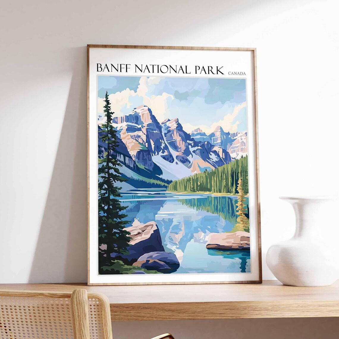 Banff National Park Canada Lake Mountain Reflection Art Poster