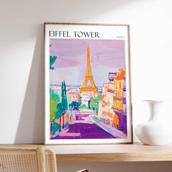Eiffel Tower Poster Eiffel Tower Travel Print France Wall Art French Travel Print European Decor Paris Gift Paris Travel Poster