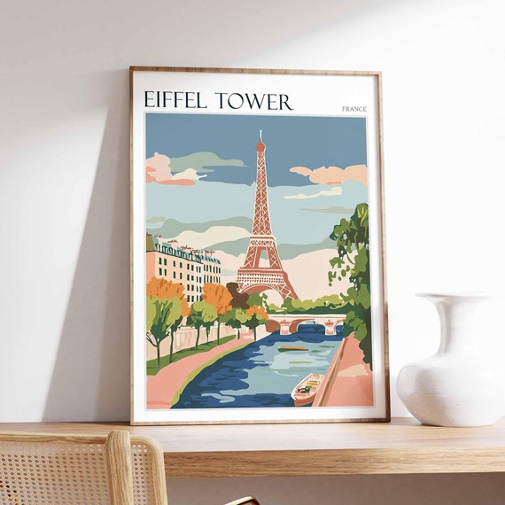 Eiffel Tower Poster Eiffel Tower Travel Print France Wall Art French Travel Print European Decor Paris Gift Paris Travel Poster