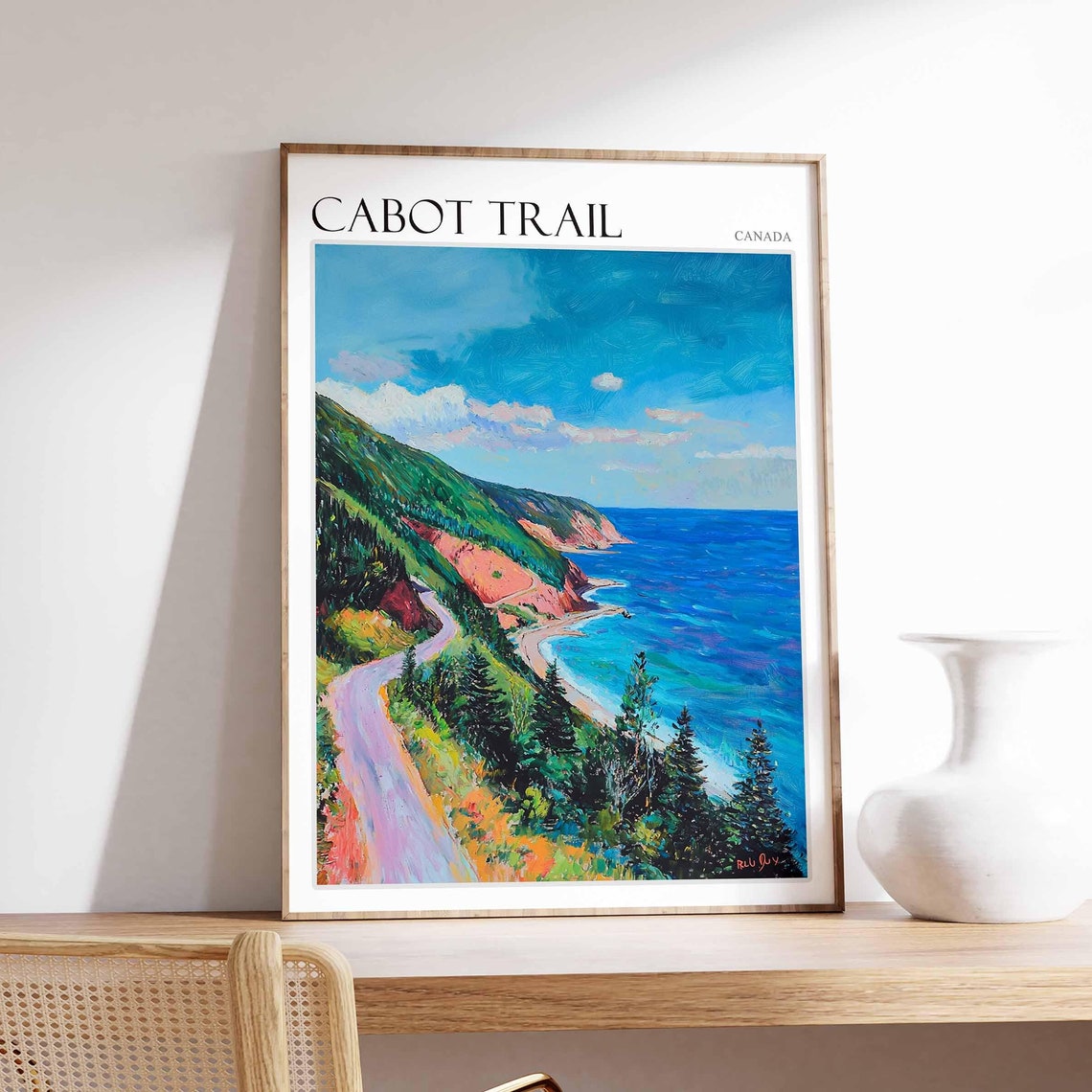 Cabot Trail Canada Evergreen Forest Road to Turquoise Sea Poster