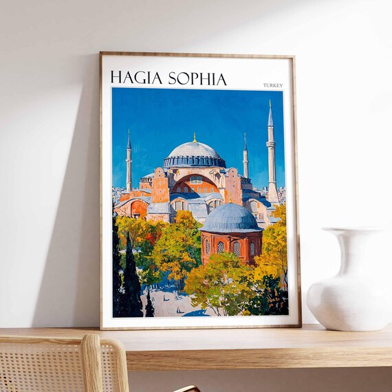 Hagia Sophia Poster Turkey Travel Print Islamic Wall Art Tropical Decor Botanical Print Turkey Gift Hagia Sophia Wall Art