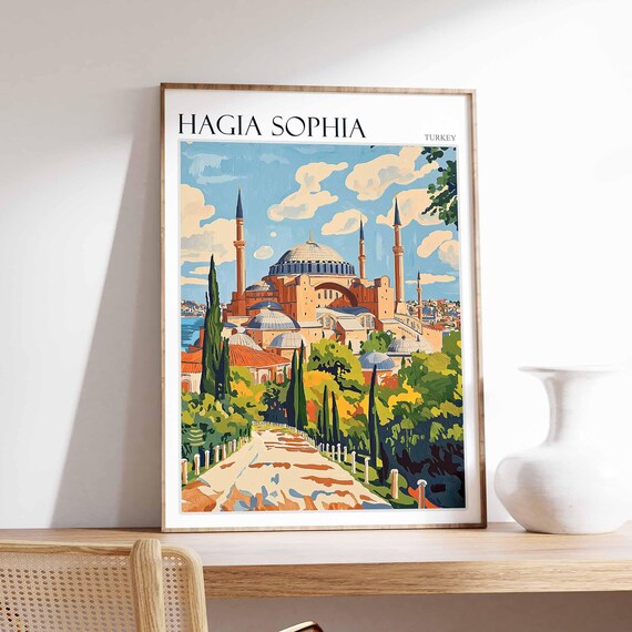 Hagia Sophia Poster Turkey Travel Print Islamic Wall Art Tropical Decor Botanical Print Turkey Gift Hagia Sophia Wall Art