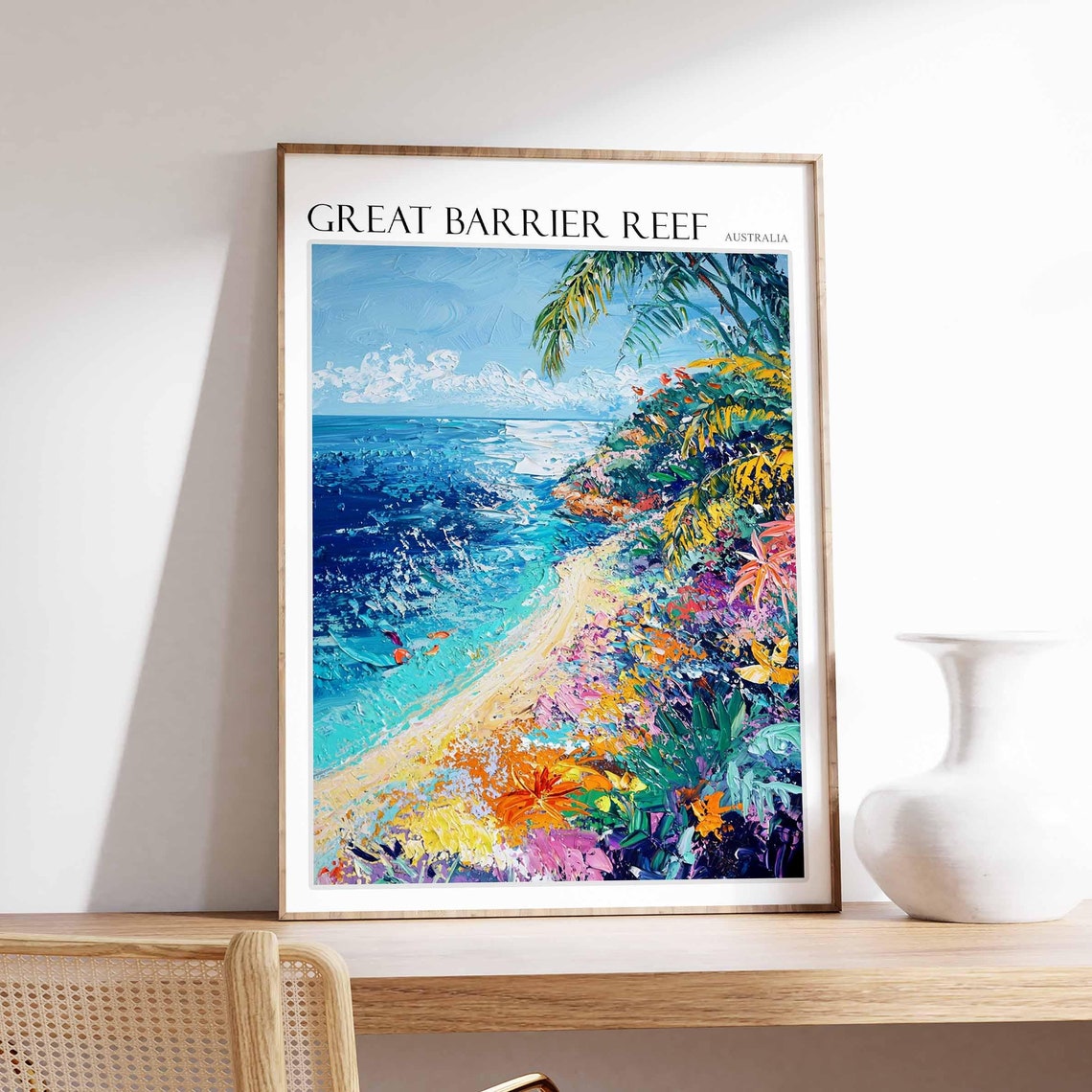 Great Barrier Reef Tropical Beach Impressionist Australia Poster