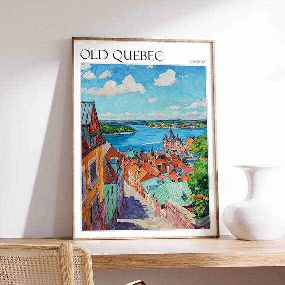 Old Quebec Poster Old Quebec Travel Print Canada Wall Art Canadian Travel Print Tropical Decor City Print Canada Gift