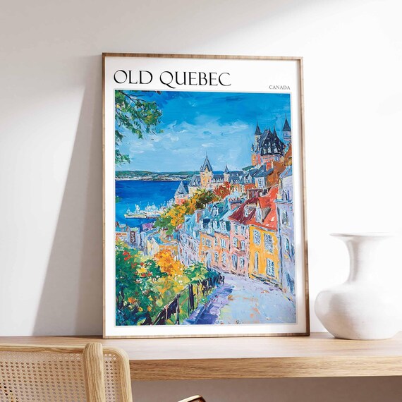 Old Quebec Poster Old Quebec Travel Print Canada Wall Art Canadian Travel Print Tropical Decor City Print Canada Gift