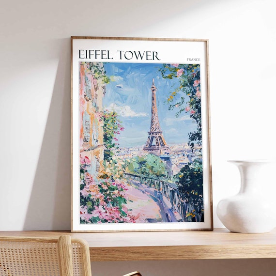Eiffel Tower Poster Eiffel Tower Travel Print France Wall Art French Travel Print European Decor Paris Gift Paris Travel Poster