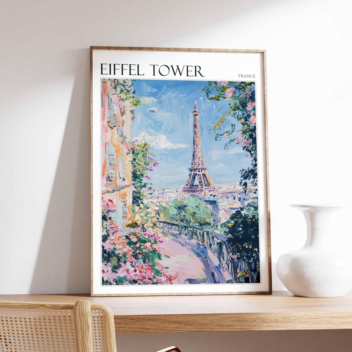 Eiffel Tower Poster Eiffel Tower Travel Print France Wall Art French Travel Print European Decor Paris Gift Paris Travel Poster