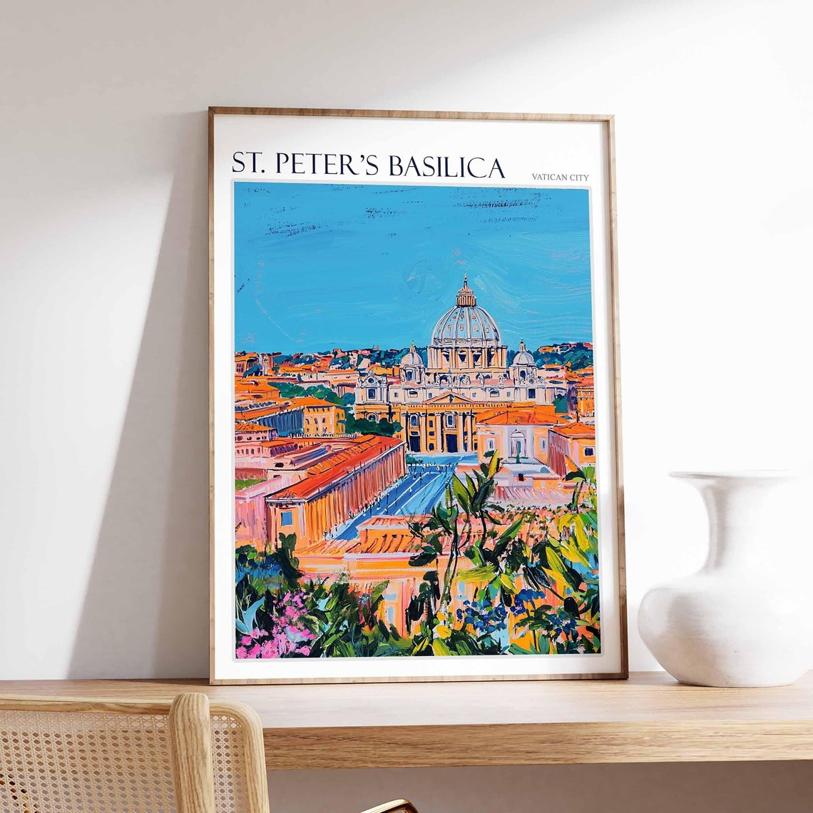 Stpeters Basilica Poster Stpeters Basilica Travel Print Italy Wall Art Italian Travel Print Italian Gift Vatican City Wall Art