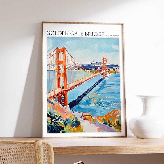 Golden Gate Bridge Poster Golden Gate Bridge Travel Print San Francisco Poster San Francisco Print Usa Travel Print