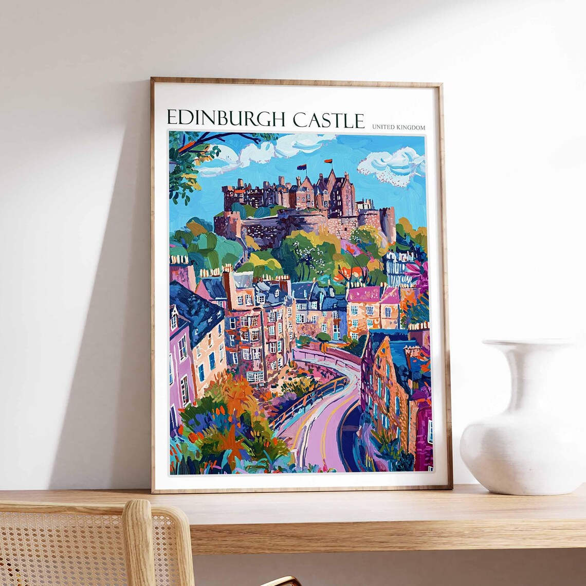 Edinburgh Castle Poster England Travel Print British Decor United Kingdom Travel Poster City Print Edinburgh Castle Travel Poster