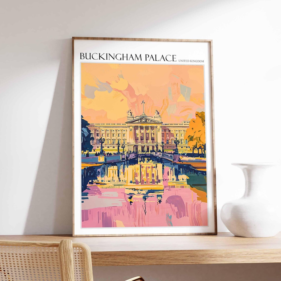 Buckingham Palace Poster England Travel Print British Decor United Kingdom Travel Poster City Print Buckingham Palace Travel Poster