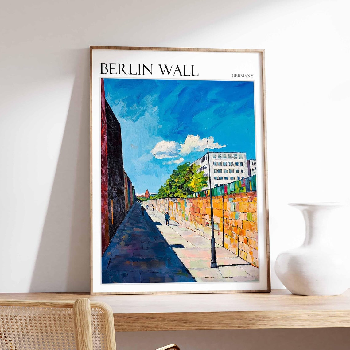 Berlin Wall Germany Peaceful Pathway Between Wall Murals Art Poster