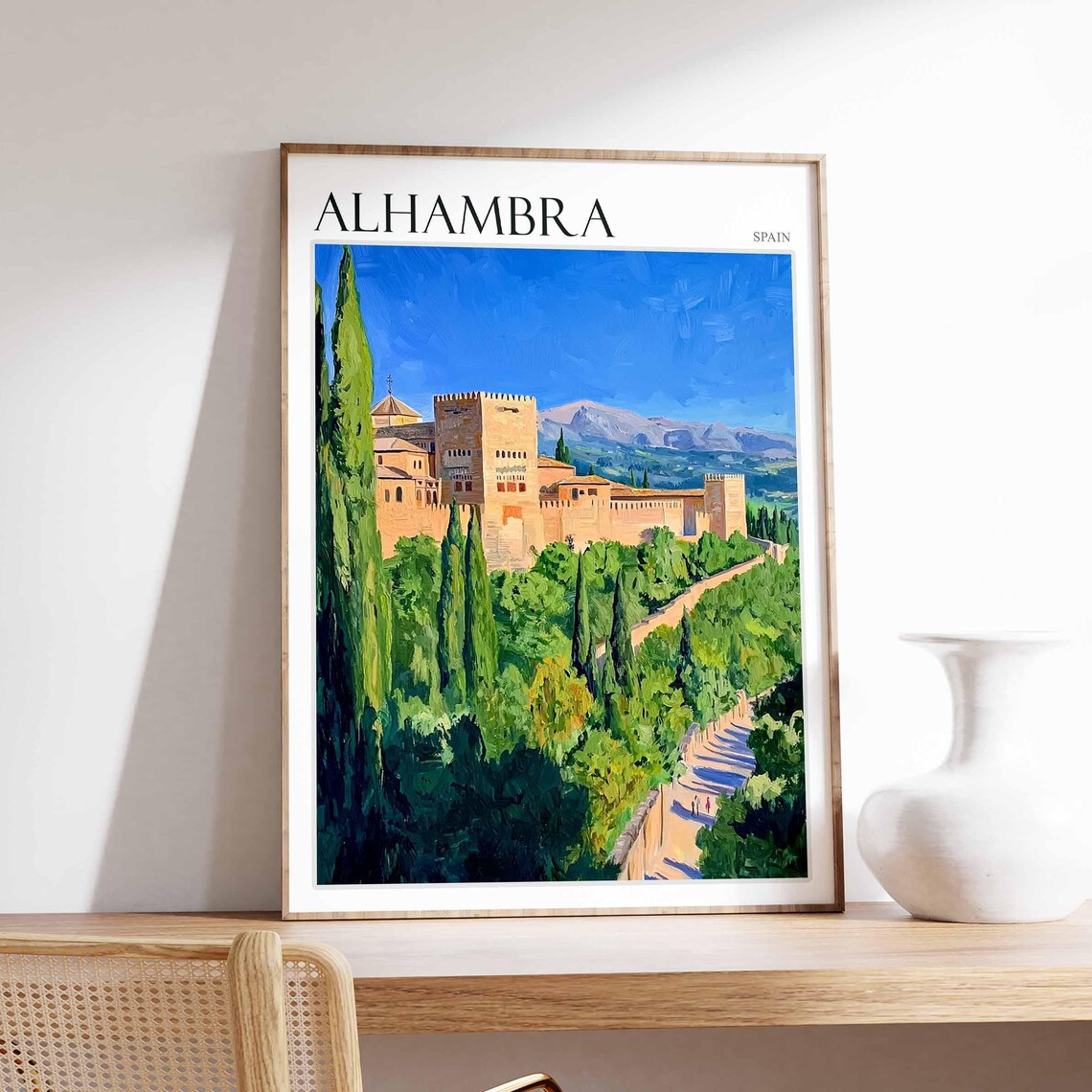 Alhambra Poster Spain Travel Print Spanish Decor Europe Travel Poster European Wall Art Alhambra Gift Alhambra Travel Poster