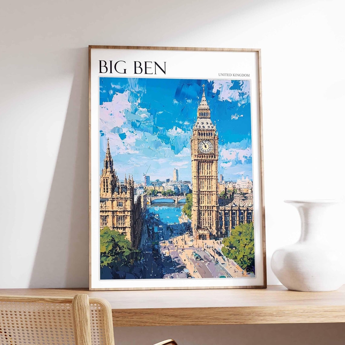 Big Ben Poster England Travel Print British Decor United Kingdom Travel Poster City Print Big Ben Gift Big Ben Travel Poster