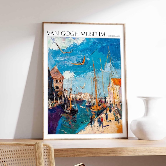 Van Gogh Museum Poster Van Gogh Museum Travel Print Netherlands Travel Poster Botanical Decor European Travel Print Netherlands Gift