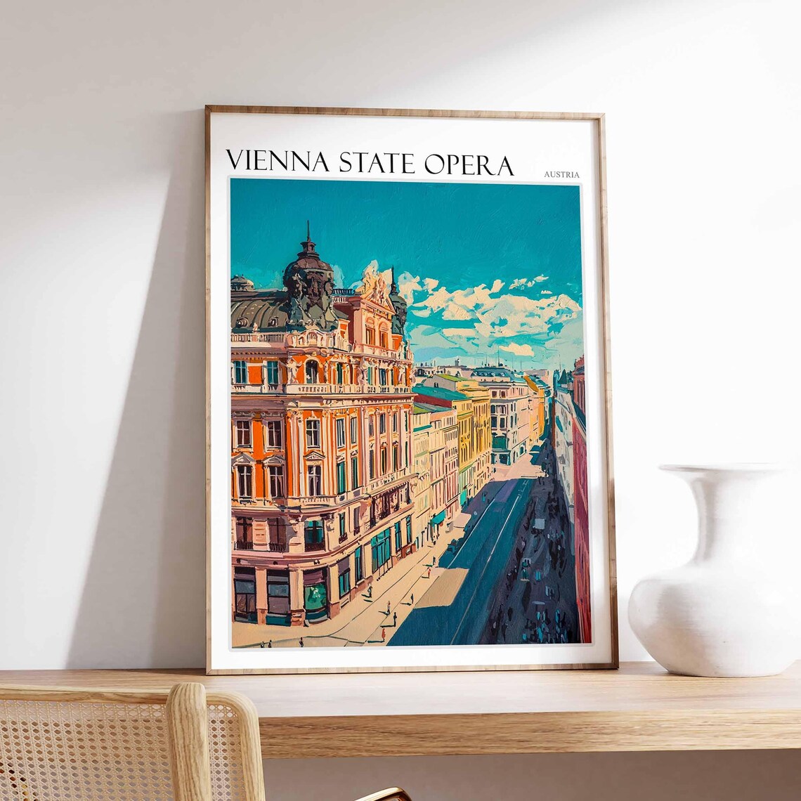 Vienna State Opera Austria Poster Historic Facade Street View Art