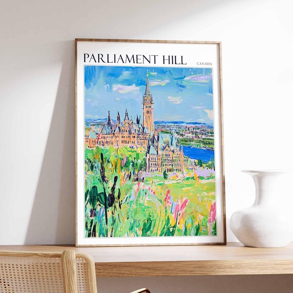 Parliament Hill Poster Parliament Hill Travel Print Tropical Decor City Wall Art Canadian Decor Canada Travel Print Canada Gift