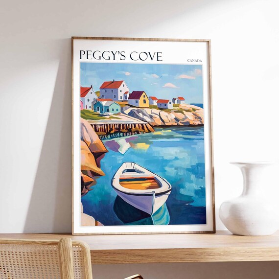 Peggys Cove Poster Peggys Cove Travel Print Tropical Decor Coastal Art Canadian Decor Canada Travel Print Canada Gift