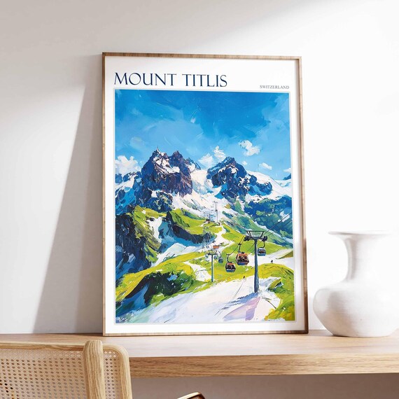 Mount Titlis Poster Mount Titlis Travel Print Swiss Decor Europe Travel Poster European Wall Art Switzerland Wall Art Mountain Poster