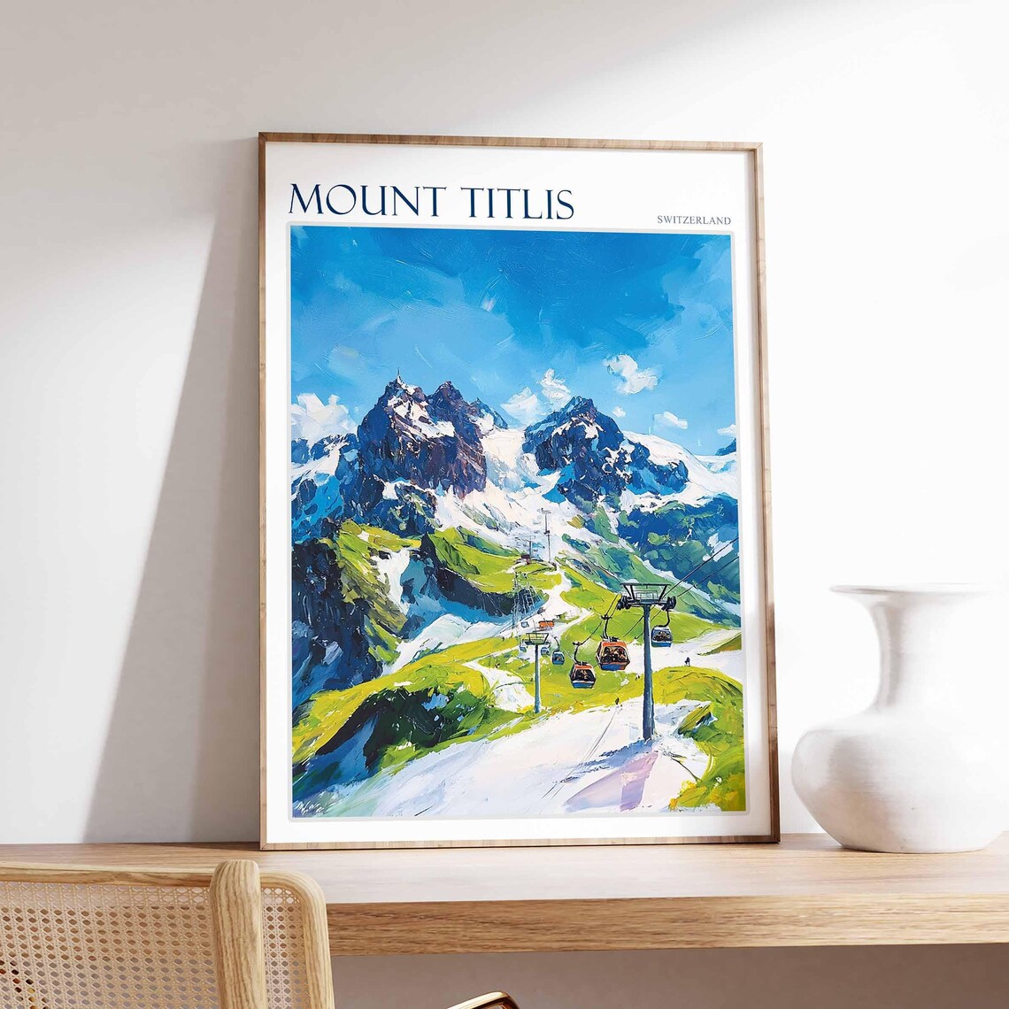 Mount Titlis Poster Mount Titlis Travel Print Swiss Decor Europe Travel Poster European Wall Art Switzerland Wall Art Mountain Poster