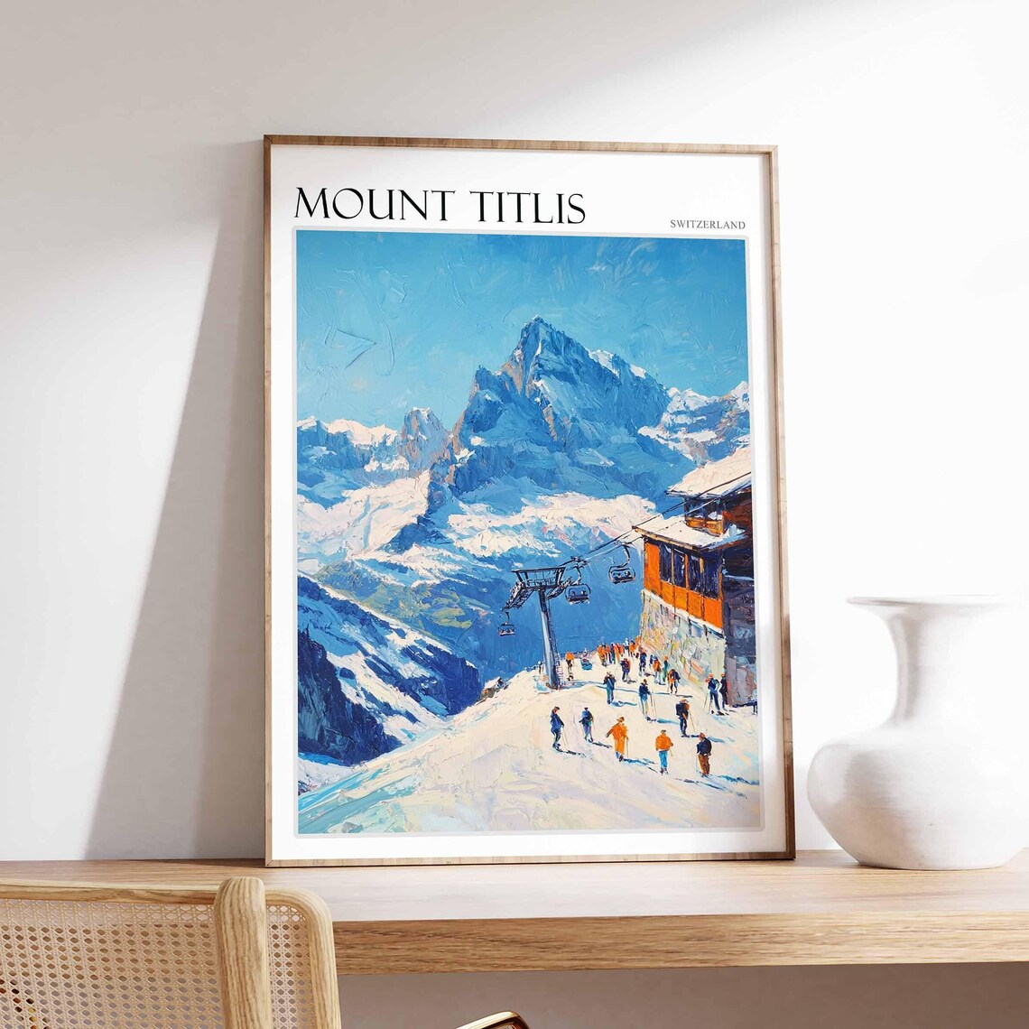 Mount Titlis Poster Mount Titlis Travel Print Swiss Decor Europe Travel Poster European Wall Art Switzerland Wall Art Mountain Poster