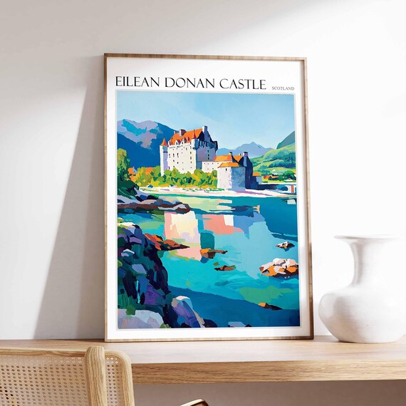 Eilean Donan Castle Poster Eilean Donan Castle Travel Print Scotland Travel Poster Tropical Decor United Kingdom Travel Print