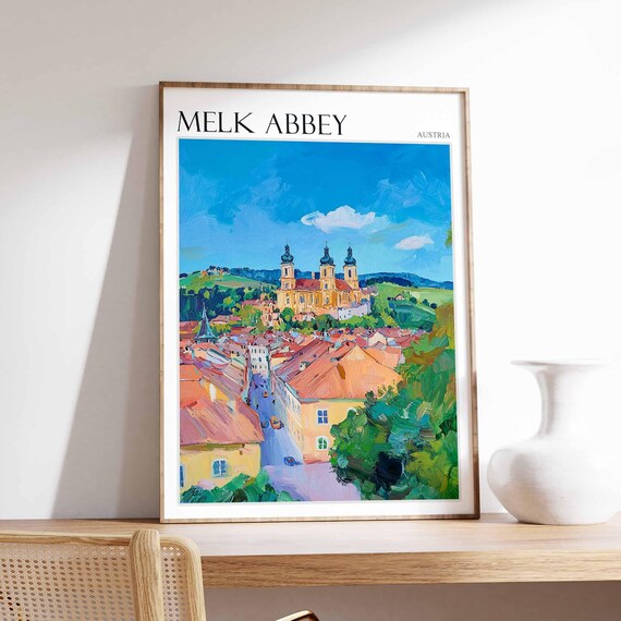 Melk Abbey Poster Melk Abbey Travel Print Tropical Decor City Wall Art Austrian Decor Austria Travel Print Melk Abbey Wall Art
