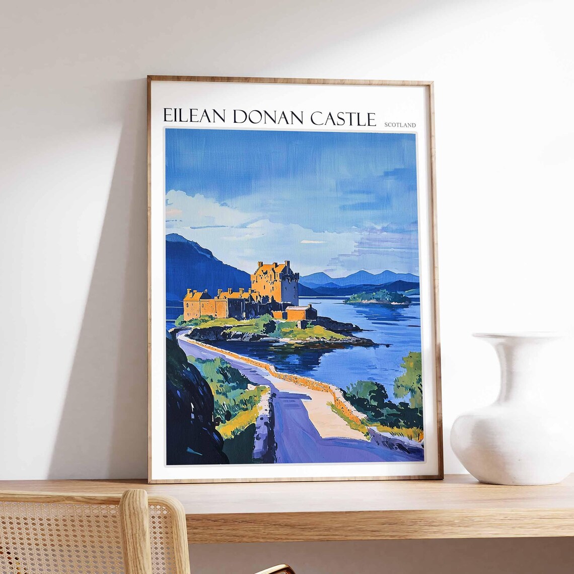 Eilean Donan Castle Scotland Highland Loch Illustration Travel Poster