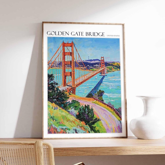 Golden Gate Bridge Poster Golden Gate Bridge Travel Print San Francisco Poster San Francisco Print Usa Travel Print
