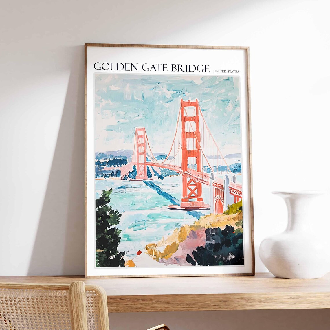 Golden Gate Bridge San Francisco Cityscape Scenic Travel Poster