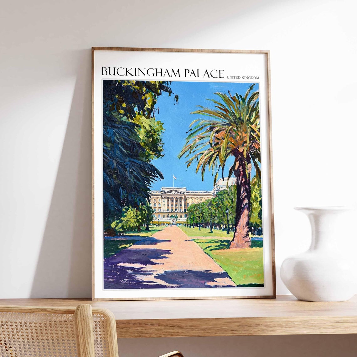 Buckingham Palace Poster England Travel Print British Decor United Kingdom Travel Poster City Print Buckingham Palace Travel Poster