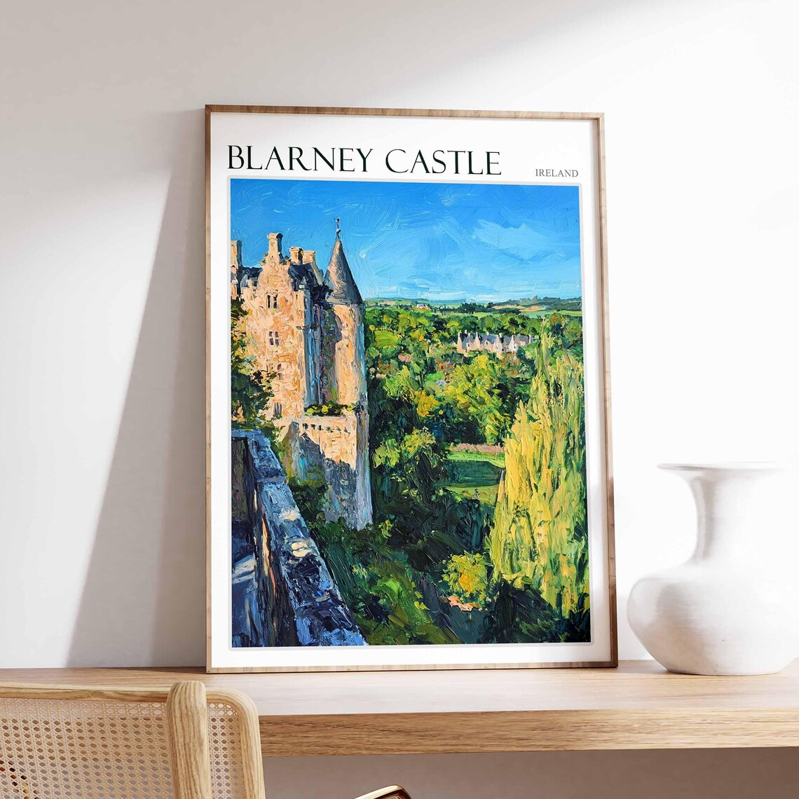 Blarney Castle Ireland Stone Keep and Green Gardens Scenic Poster