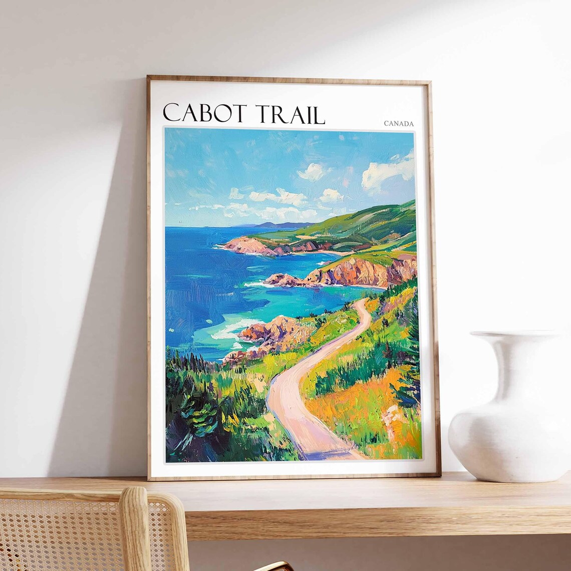Cabot Trail Canada Rocky Cove Overlook Winding Road Art Poster