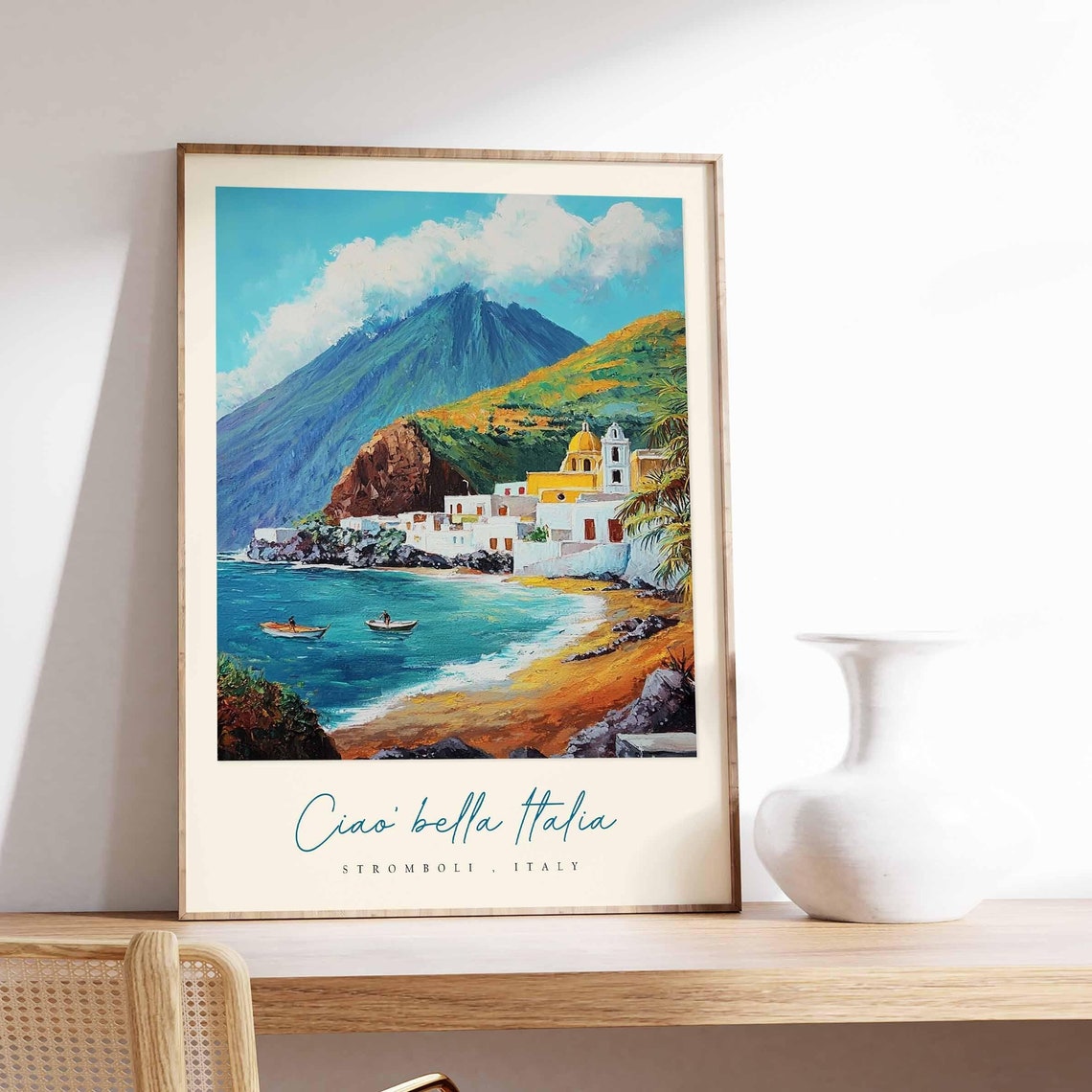 Stromboli Poster Italian Travel Print Stromboli Travel Art Stromboli Wall Art Italy Art Italy Travel Decor Italian Travel Gift