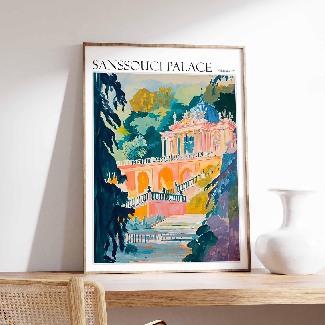 Sanssouci Palace Poster Sanssouci Palace Travel Print German Travel Poster German City Art Travel Poster Travel Wall Art German Gift