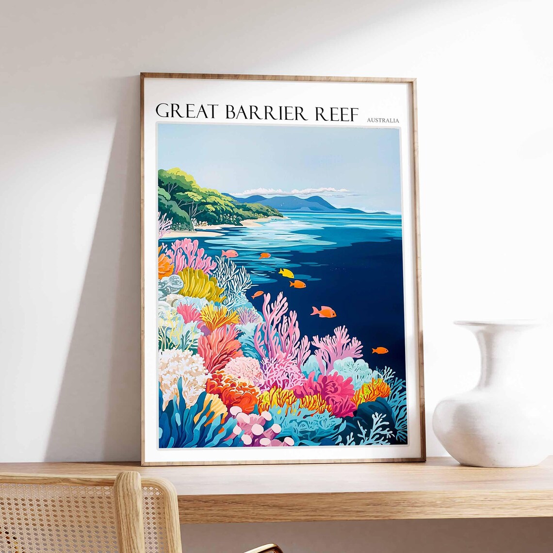 Great Barrier Reef Coral Garden Graphic Illustration Australia Poster