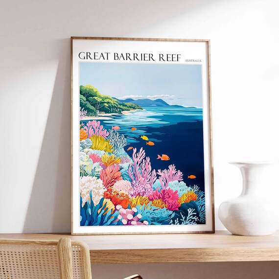 Great Barrier Reef Coral Garden Graphic Illustration Australia Poster