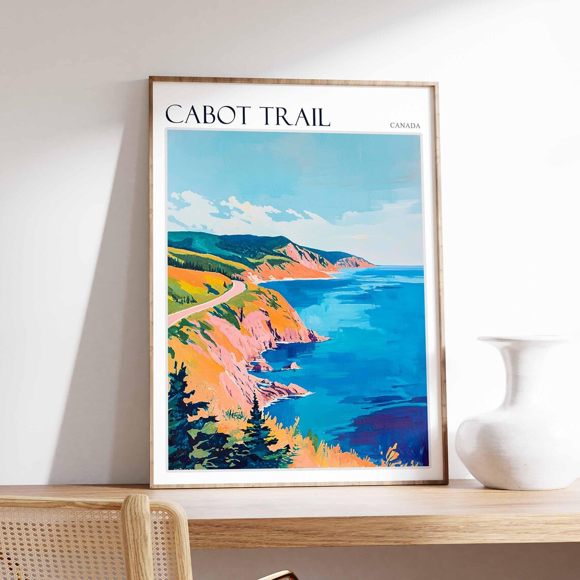 Cabot Trail Canada Golden Cliffs Shoreline Drive Ocean View Poster