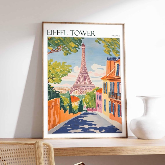 Eiffel Tower Poster Eiffel Tower Travel Print France Wall Art French Travel Print European Decor Paris Gift Paris Travel Poster
